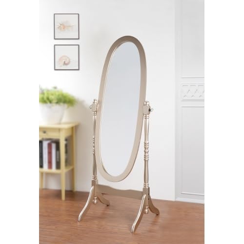 Cheval Mirror Full Length Floor Mirror with Stand, Adjustable Oval Wood Standing Mirror, Freestanding Dressing Mirror for Bedroom, Living Room and Dressing Area (Gold) - color: Gold