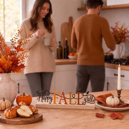 Fall Table Decor Centerpiece, Happy Fall Y'all Metal Table Sign - style: Happy Fall Y'all