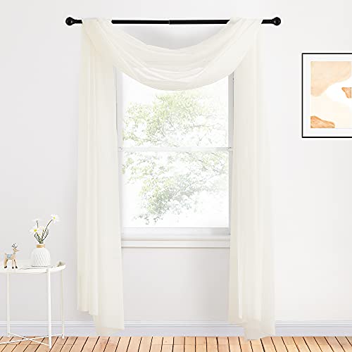 NICETOWN Beige Window Scarf Valances, Voile Fabric Canopy Curtains for Draping, Party Scarf Curtains for Birthday/Revelry, Light Beige, W60 x L216, 2 Panels - color: Light Beige