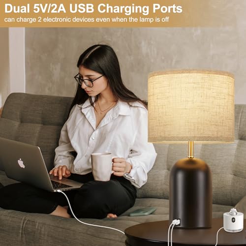 GyroVu Touch Control Table Lamps Set of 2, Black Bedside Lamps for Bedroom - color: Balck
