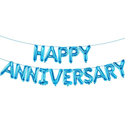 KatchOn Foil with Happy Anniversary Banner and Backdrop 16 Inch - style: Blue