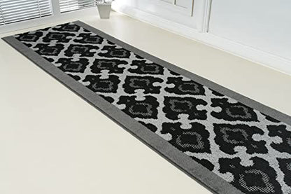 REMNAZ Custom Size Non-Slip Rubber Backed Hallway & Stair Runner | Washable, Robot & Pet Friendly | Curl Resistant, Shed-Free, Anti-Fray Edges | 31 inch Wide X 6 feet Long, Royal Grey - color: ‎royal / Grey, size: 31 inch Width X 6 Feet Length