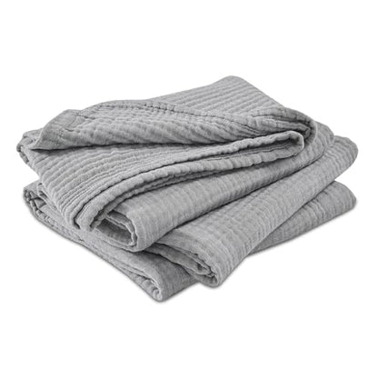 EMME Muslin Cotton Blanket Adults Heather Grey Throw XL 50"x70" - color: 04 - Grey, size: Large Throw (50" X 70")