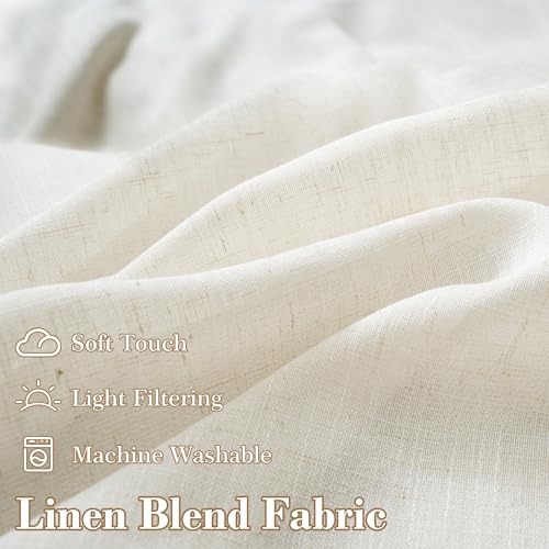 DriftAway Semi Sheer Scalloped Edge Linen Coastal Beach Window Curtains for Living Room Bedroom 2 Panels Rod Pocket Each Size 52 Inch by 96 Inch Taupe - color: Linen Taupe, size: 52"W x 96"L (Pack of 2)