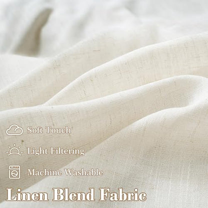 DriftAway Semi Sheer Scalloped Edge Linen Coastal Beach Window Curtains for Living Room Bedroom 2 Panels Rod Pocket Each Size 52 Inch by 96 Inch Taupe - color: Linen Taupe, size: 52"W x 96"L (Pack of 2)