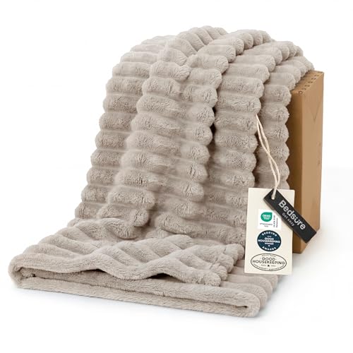 Bedsure Soft Beige Throw Blanket for Couch Decor Gifts 50"x70" - color: Beige, size: Throw XL
