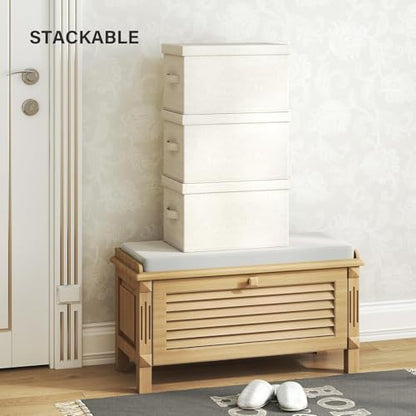 2 Pack Small Fabric Storage Bins with Lids, 12.6*9.5*7 in, Off White - size: 12.6 x 9.5 x 7 in