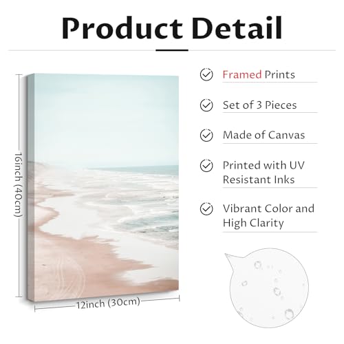 Beach Coastal Wall Art Pictures Beachy Ocean Canvas Wall Decor Surf Aesthetic Wall Art Surfboard Beach Painting Poster Coastal Ocean Artwork Prints for Bathroom Room 12x16 Inch Unframed Set of 3 - color: Sea Surfboard Prints, size: 12x16 Inch