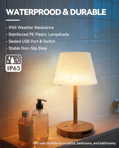 SAIWEYA Outdoor Waterproof Shower Lamp, 8000mAh Rechargeable Bathroom Lamp - color: Wood Grain, size: 8000mAh