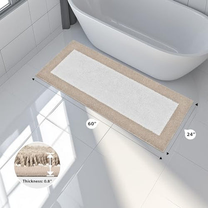 anllugs Bathroom Rugs, 24" x 60" Soft Bath Rugs, Beige & White - color: Beige & White, size: 24" X 60"