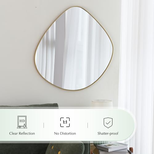 ELEHUME Asymmetrical Wall Mirror Matel Gold Framed Wall Mirror for Living Room Bedroom Bathroom Entryway Wall Decor 32.0" L x 31.5" W ELE-002Gold - color: Gold, size: 32.0"L x 31.5"W