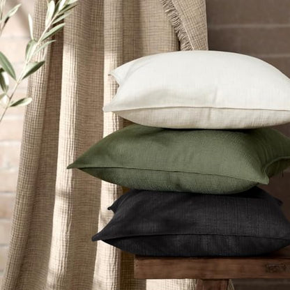 MIULEE Thick Textured Euro Sham Throw Pillow Covers 24x24 Inch Black - color: Black, size: 24" x 24" (Pack of 2)