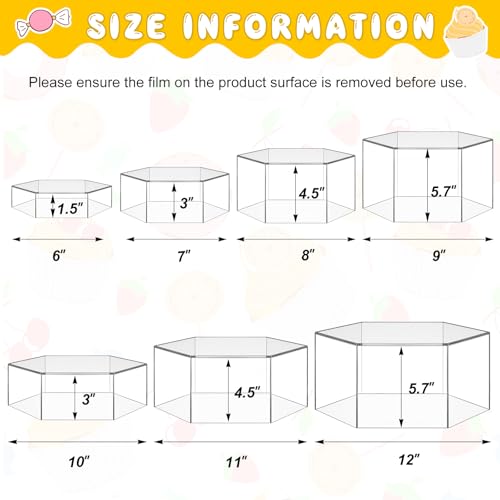 Leinuosen 7 Pcs Large Acrylic Buffet Risers, 6-12" Hexagonal, Clear - color: Clear, size: 6" to 12", style: Hexagonal