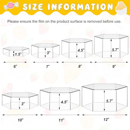 Leinuosen 7 Pcs Large Acrylic Buffet Risers, 6-12" Hexagonal, Clear - color: Clear, size: 6" to 12", style: Hexagonal