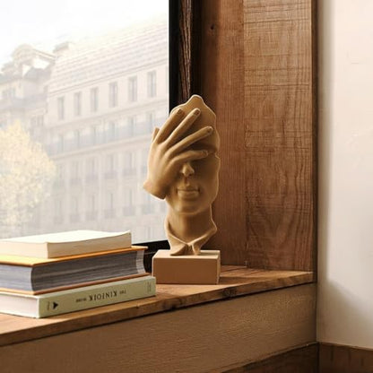 Thinker Statue See No Evil with Soft Velvety Texture, Brown - color: Nosee-brown