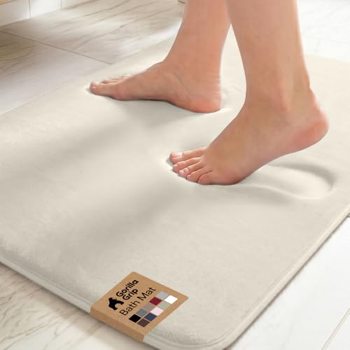 GORILLA GRIP® Memory Foam Bath Rug for Bathroom, 24x17 Champagne - color: Champagne, size: 24" X 17"