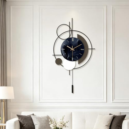 Wall Clock, Silent Quality Quartz Battery Operated with Pendulum, Large Wall Clock for Living Room Kitchen Home Bathroom Bedroom Wall Decor, 18.1x32.2inch(Black) - size: 18.1x32.2in