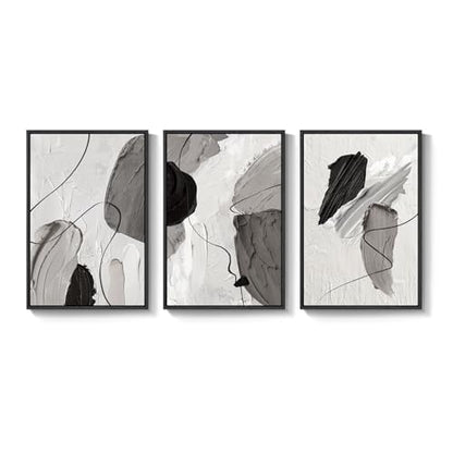 Large Framed Modern Abstract Wall Art for Living Room, 3 Piece 24x36 Inch - color: Shades of Grey, size: 24" W x 36" H x 3Pcs