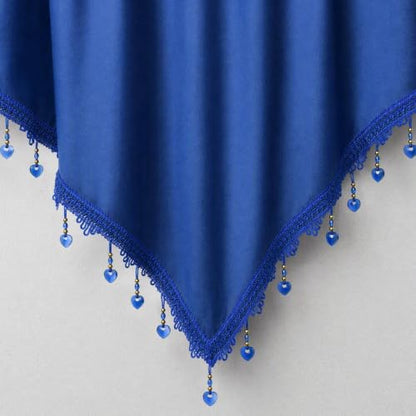 Molaxhome Swag Curtain Scalloped Curtain Valance Drape Sheer Lace Panel 1pc - color: Cloth Navy
