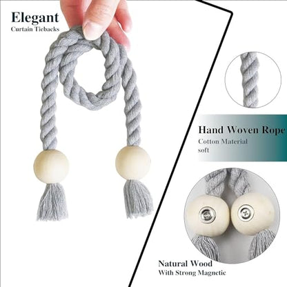 Magnetic Curtain Tiebacks Decorative Tie Back Drapes Holdbacks Nieffeiy - color: Grey