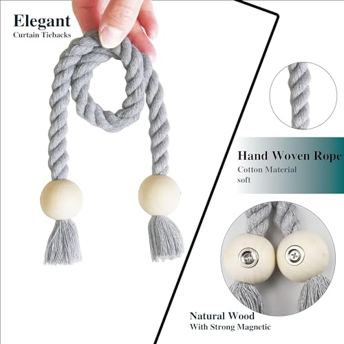 Magnetic Curtain Tiebacks Decorative Tie Back Drapes Holdbacks Nieffeiy - color: Grey