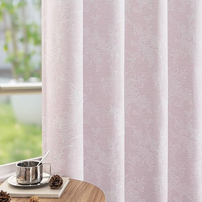 FMFUNCTEX Pink Floral Jacquard Blackout Curtains, 52X90 Inches, 2 Panels - color: Pink, size: 52"W x 90"L (Pack of 2)