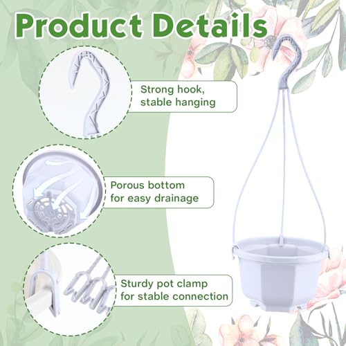 Roshtia 24 Pcs Hanging Planter Pot with Hook, Ceramic White, 6 Inch - color: Ceramic White, size: 6 Inch