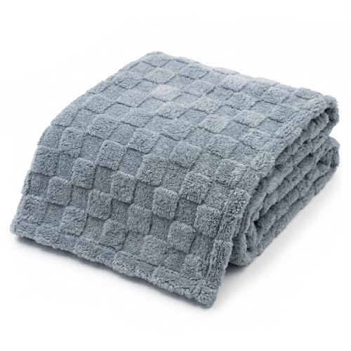 Americanflat 30x40 Jacquard Kids Throw Blanket - Soft and Breathable Mini Fleece Throw Blanket for Couch, Bed, Chair - Fleece Blankets Perfect for Home, Bedroom, Outdoor - Checkered Design in Gray - color: Gray, size: 30x40, style: Checkered