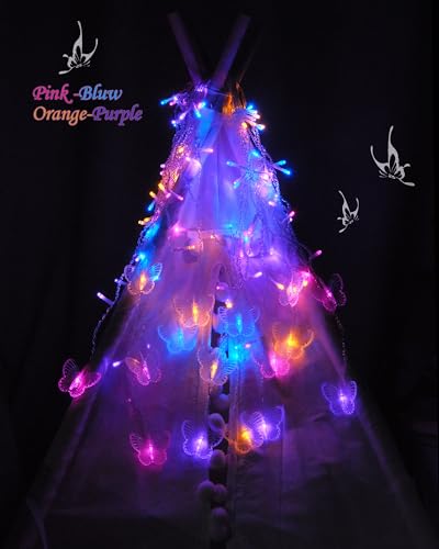 Butterfly Curtain Fairy Lights USB Plug in,8 Modes 120 LED 19.7FT Firefly Twinkle Timer String Lights with Remote, Waterproof Copper Wire for Bedroom Patio Christmas Wedding Party (Multi-new) - color: Multi-new