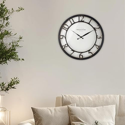Presentime 13" Farmhouse Series Wall Clock - color: Oil Rubbed Bronze / Antique White, size: 13 inch