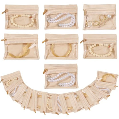 20 Pcs Portable Velvet Jewelry Pouch with Zipper, Clear - color: A.20 PCS