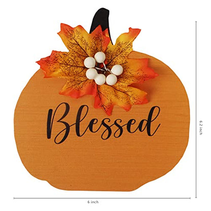 esur Fall Decorations for Home, Rustic Fall Tabletop Counter Decor, Thanksgiving Decor Gifts - Thankful Grateful Blessed