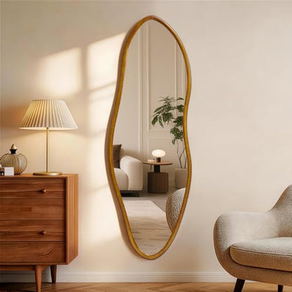Irregular Full Length Mirror,Large Asymmetrical Wall Mounted Mirror - size: 65"L x 21.5"W