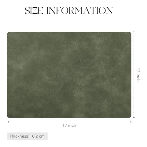 MOSAYT Vinyl Faux Leather Placemats, Set of 6, Olive Green - color: Olive Green