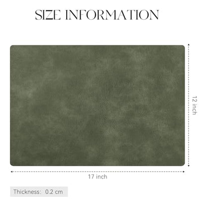 MOSAYT Vinyl Faux Leather Placemats, Set of 6, Olive Green - color: Olive Green