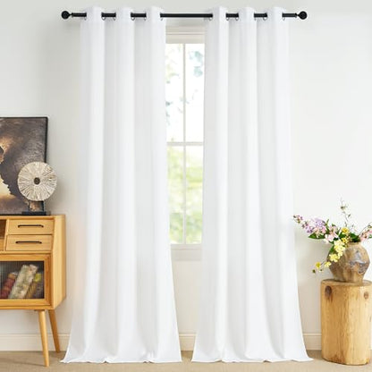 NICETOWN White Sheer Curtains 96 inches Long for Bedroom Living Room - color: White, size: 37"W x 96"L (Pack of 2)