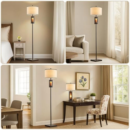 63'' Rustic Floor Lamp for Living Room with 2 Light Sources - style: Rustic