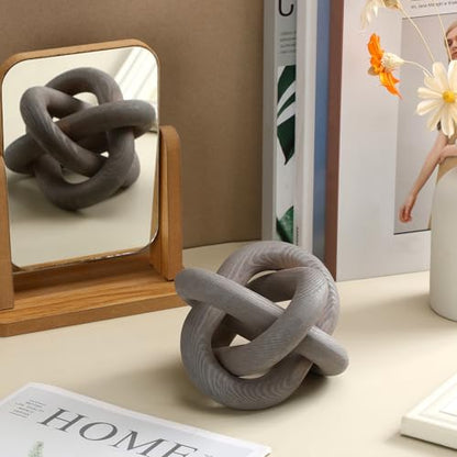 Yalikop 3 Link Wood Knot Decor Rustic Table Shelf Accents, Gray - color: Gray