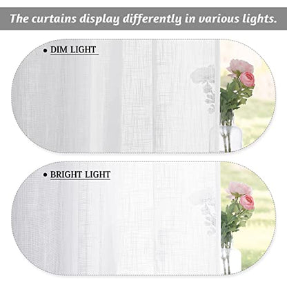 RYB HOME White Sheer Curtains 84 inches for Living Room - color: White, size: 42"W x 84"L (Pack of 2)