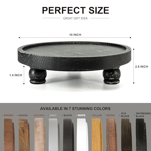EOSAHR Display Riser: Rustic Pedestal Stand for Kitchen Counter, Old Black - color: Old Black