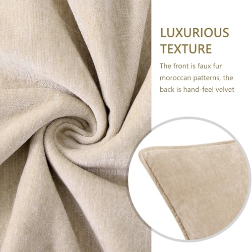 decorUhome Set of 4 Chenille Beige Throw Pillow Covers 18x18 - color: Natural Beige, size: 18" x 18" (Pack of 4)