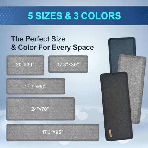 Anti Slip 3/4 inchs Anti Fatigue Kitchen Floor Mat, Ergonomic Comfort Standing Mat, Waterproof Kitchen Runner for Home, Kitchen, Office, Laundry, Garage (Light Gray, 24" x 70" -0.75") - size: 70"L x 24"W x 0.8"Th