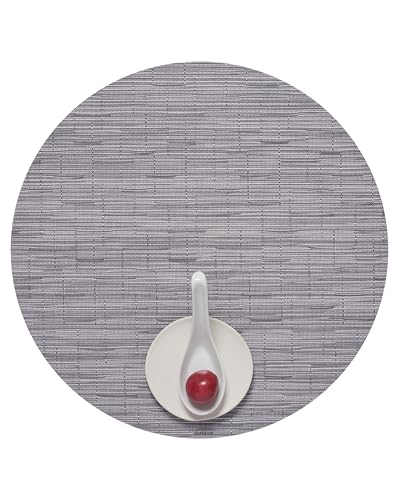 Chilewich Bamboo Placemats Set of 4, Round Woven Placemats - color: Fog, size: 15" Round