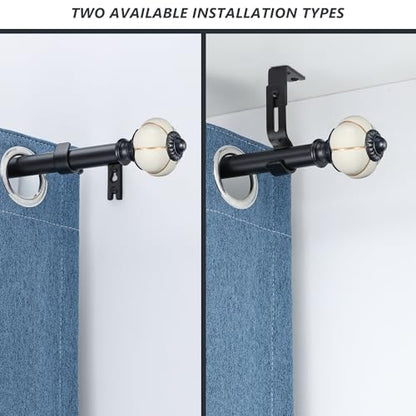 Ceramic Curtain Rods for Windows 66 to 120 Inch 1 Inch Adjustable - color: Black Beige, size: 66"-120"