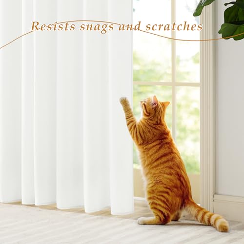 RYB HOME White Semi Sheer Curtains 84 inches Long Non See Through Drapes - color: White, size: 52"W x 84"L (Pack of 2)