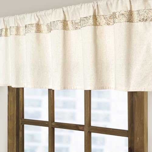 Oindec 2 Pack Cotton Linen Kitchen Valance Curtains, 16 inches - size: 55"W x 16"L (Pack of 2)