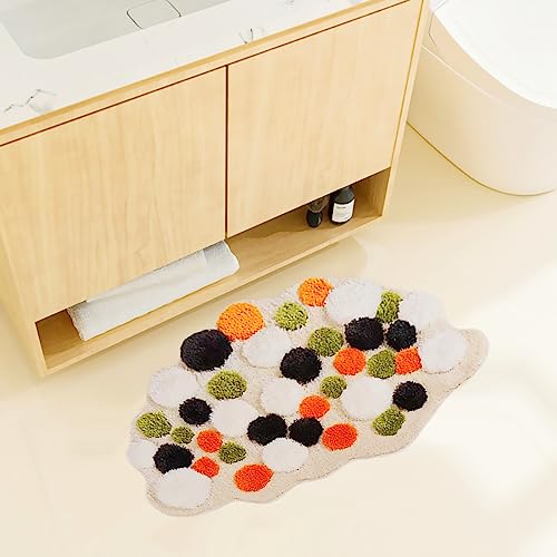 UKELER 3D Moss Bath Rug Decor for Bathroom Soft Shaggy Non Slip Bath Rugs Shower Bathtub Mat Decorative Floor Mats for Home 31.5''x19.7'' - color: Colorful Moss