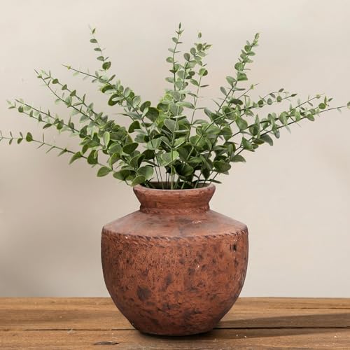 Terracotta Vase, 6 Inch Brown Ceramic Flower Vase for Home Decor Rustic Pottery Vase for Living Room Farmhouse Decor Entryway Fireplace Kitchen Dining Table Centerpiece - color: Brown, size: 6 Inch