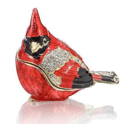 YU FENG 2.3 Inch Cardinal Bird Trinket Box, Hinged Jewelry Box Figurine - style: Cardinal bird