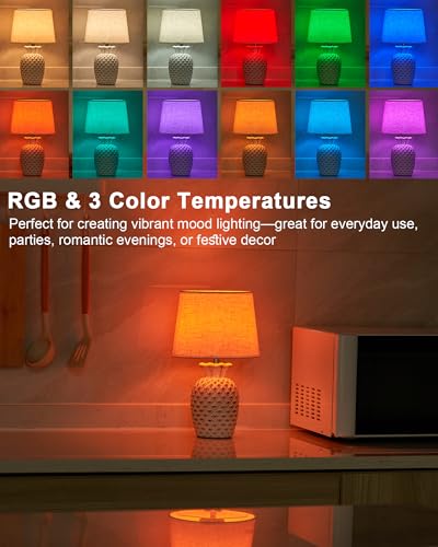 UMEXUS 13" Small Rechargeable Cordless Table Lamp, Pineapple Ceramic Base
